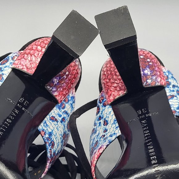 Marcell von Berlin Python Embossed Plexi Strap Lace-Up Sandals - Picture 3 of 17